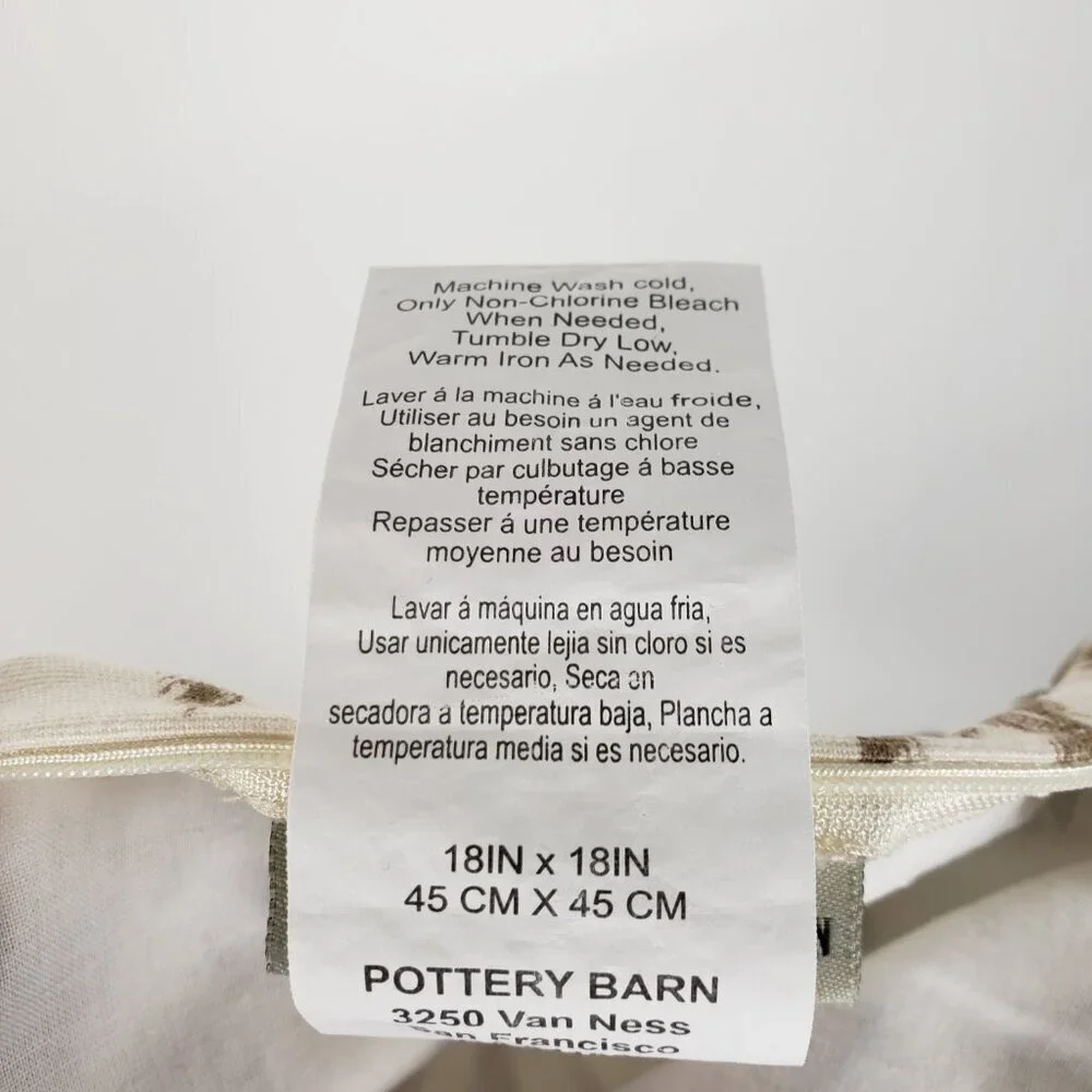 Pottery Barn Valencia Ikat Paisley Cotton Linen Throw Pillow Cover Tan Orange
